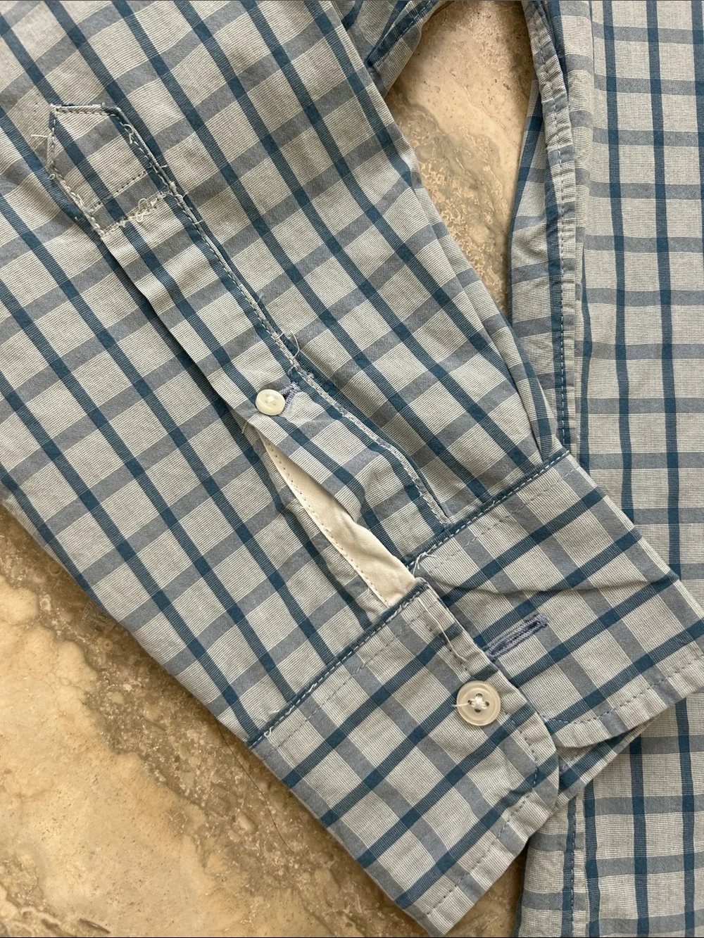 J. Crew Light Blue and White Checked Button-Down slim Shirt size small